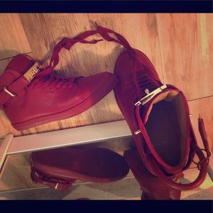Men’s Buscemi (43) Red & Gold Leather Sneaker